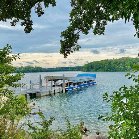StrausseeFähre zwischen Bäumen auf dem Wasser 