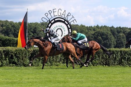 Pferderennen auf der Rennbahn in Hoppegarten